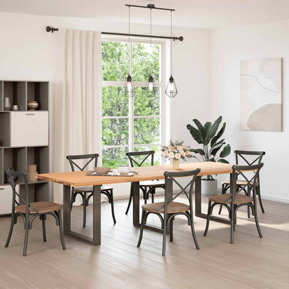 Dining Table Legs U-Shaped Steel 3 pcs Natural 90 x (72-73) cm