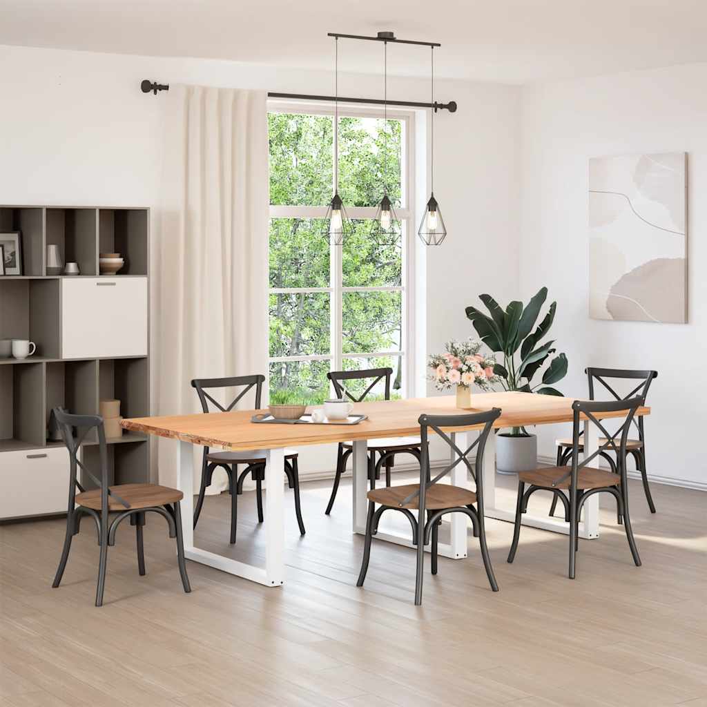 Dining Table Legs U-Shaped Steel 3 pcs White 100 x (72-73) cm