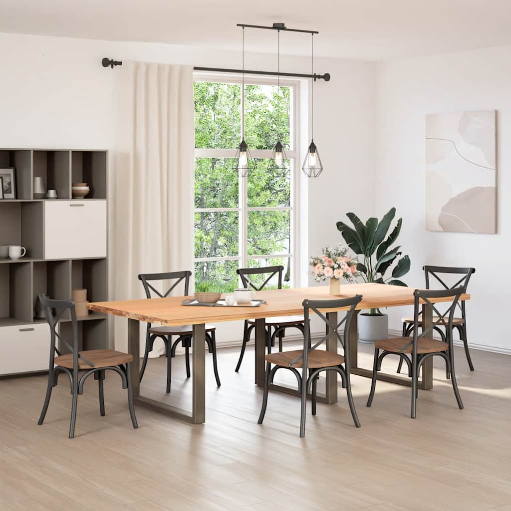 Dining Table Legs U-Shaped Steel 3 pcs Natural 100 x (72-73) cm