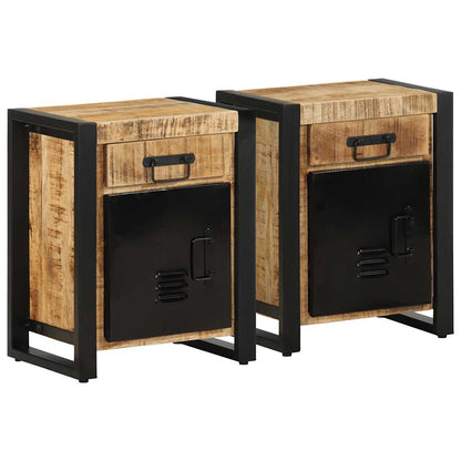 Bedside Cabinets Solid Rough Wood Mango Natural 2