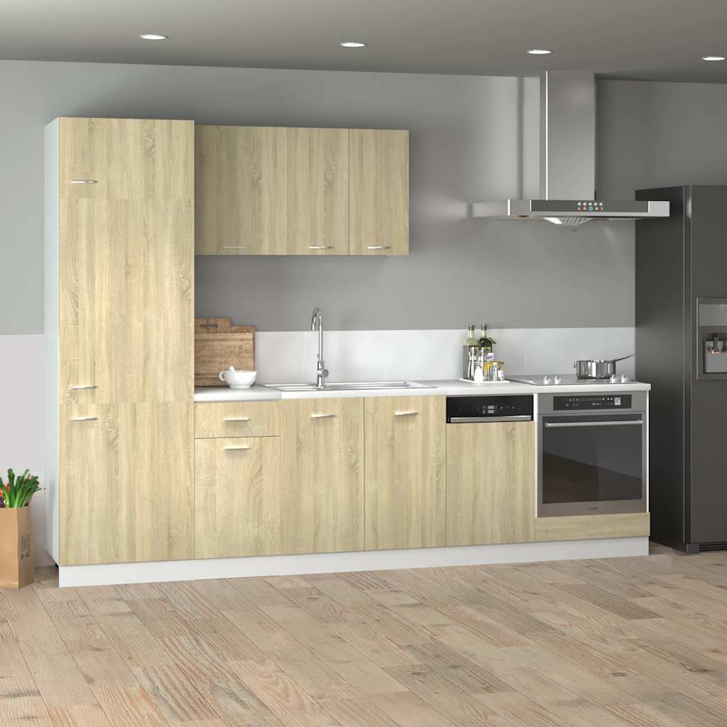 vidaXL 7 Piece Kitchen Cabinet Set Lyon  Sonoma Oak Engineered Wood 1