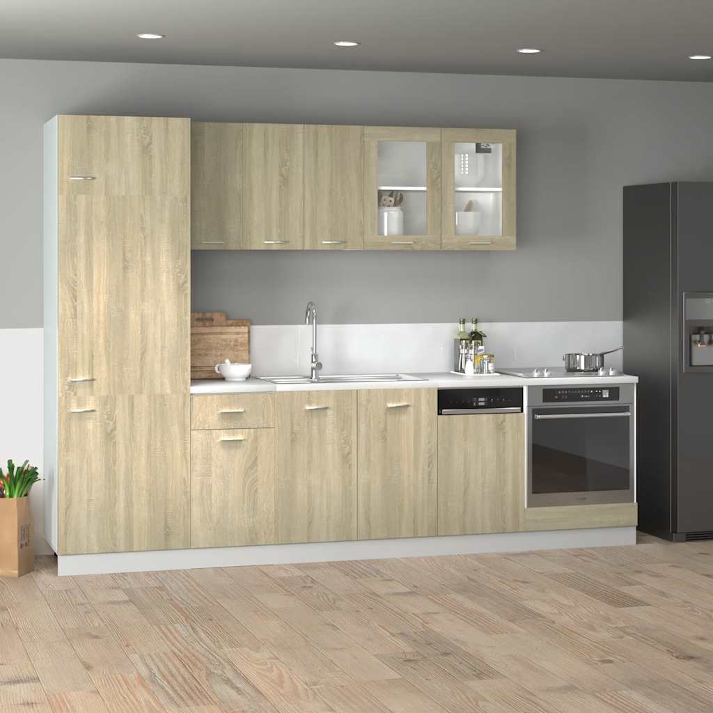 vidaXL 8 Piece Kitchen Cabinet Set Lyon  Sonoma Oak Engineered Wood 1