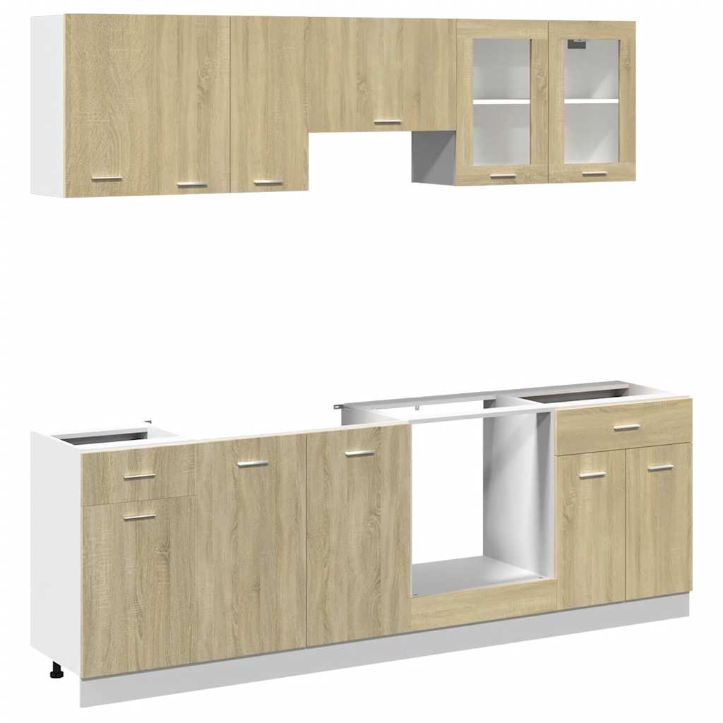 vidaXL 8 Piece Kitchen Cabinet Set Lyon  Sonoma Oak Engineered Wood 2