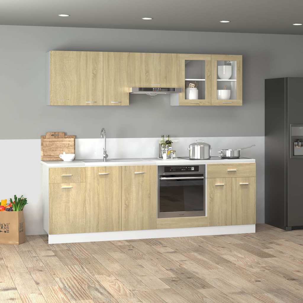 vidaXL 8 Piece Kitchen Cabinet Set Lyon  Sonoma Oak Engineered Wood 1