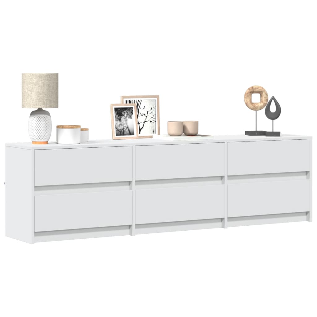 TV Cabinet with LED 100x34x50 cm Engineered Wood White 180 cm
