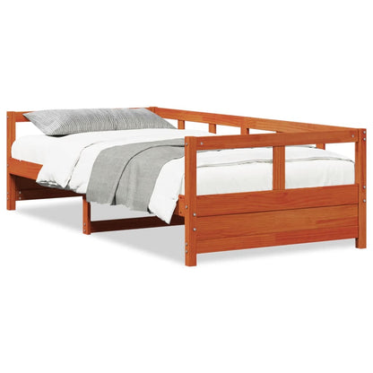 Daybed without Mattress Solid Wood Pine Wax brown 90 cm