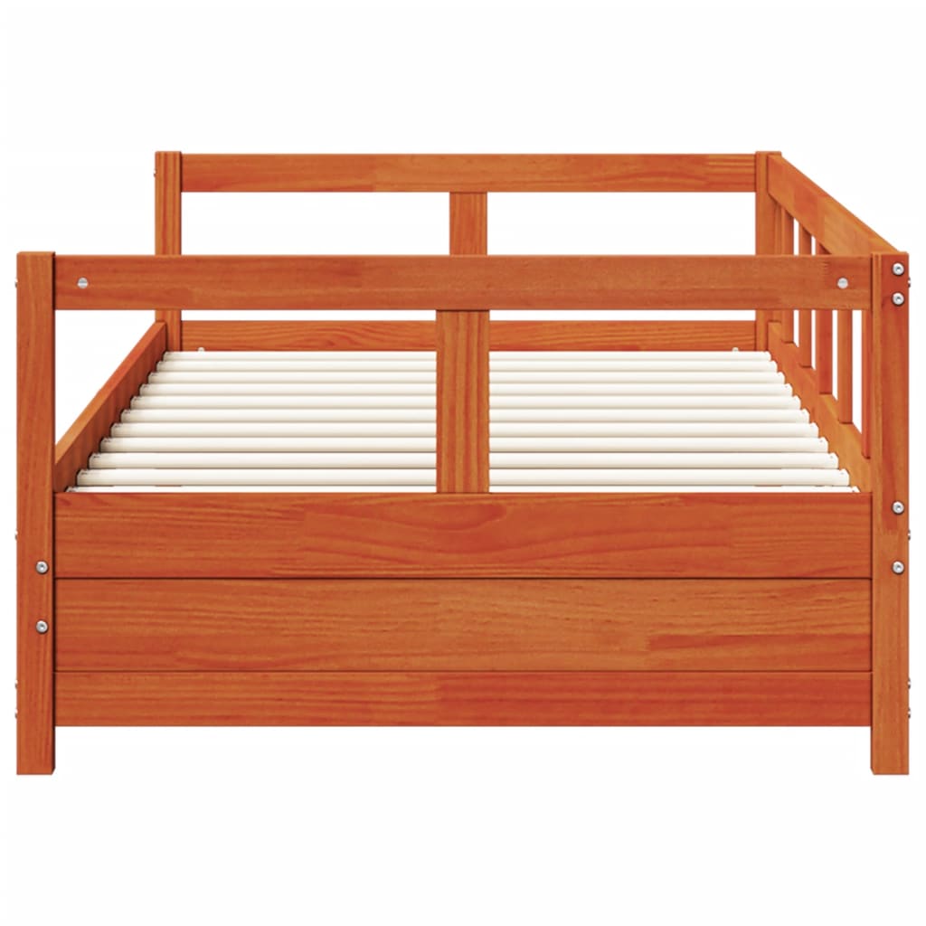 Daybed without Mattress Solid Wood Pine Wax brown 90 cm