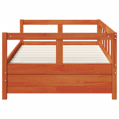 Daybed without Mattress Solid Wood Pine Wax brown 90 cm