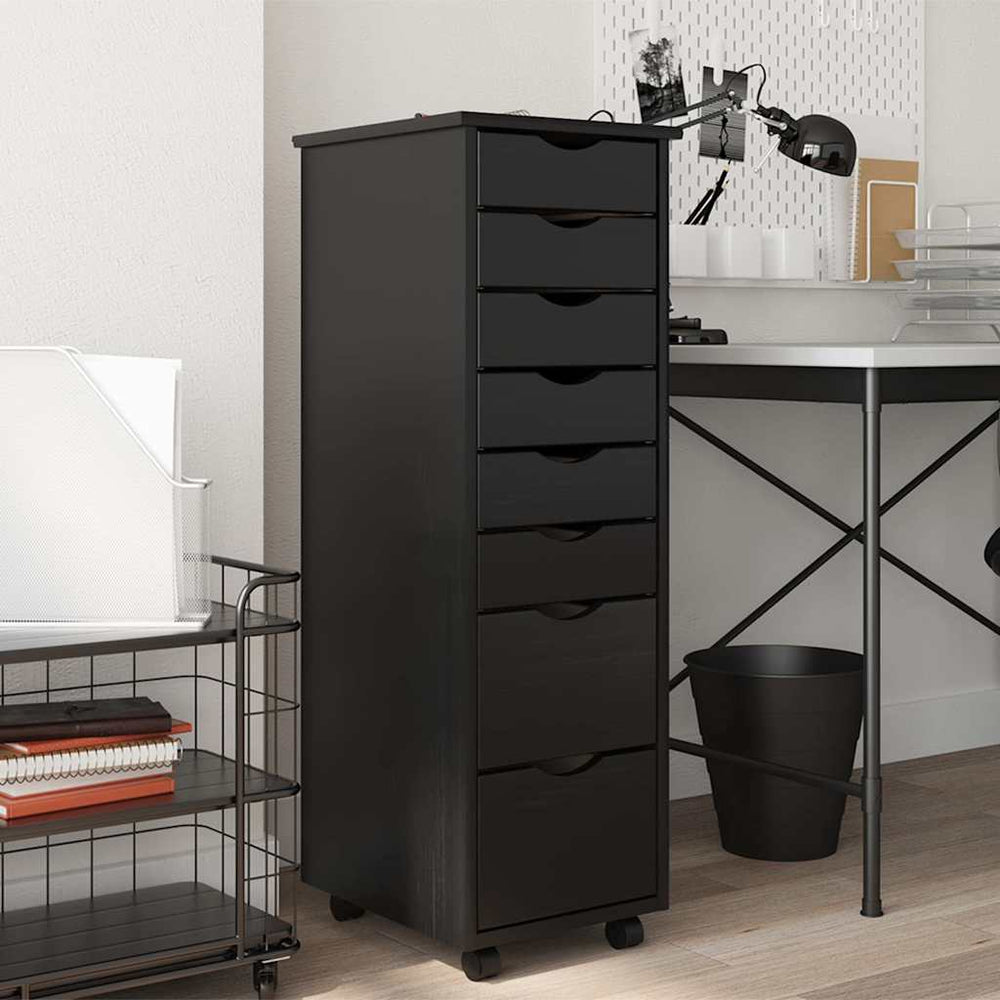 vidaXL Rolling Cabinet with Drawers "MOSS" Solid Wood Pine