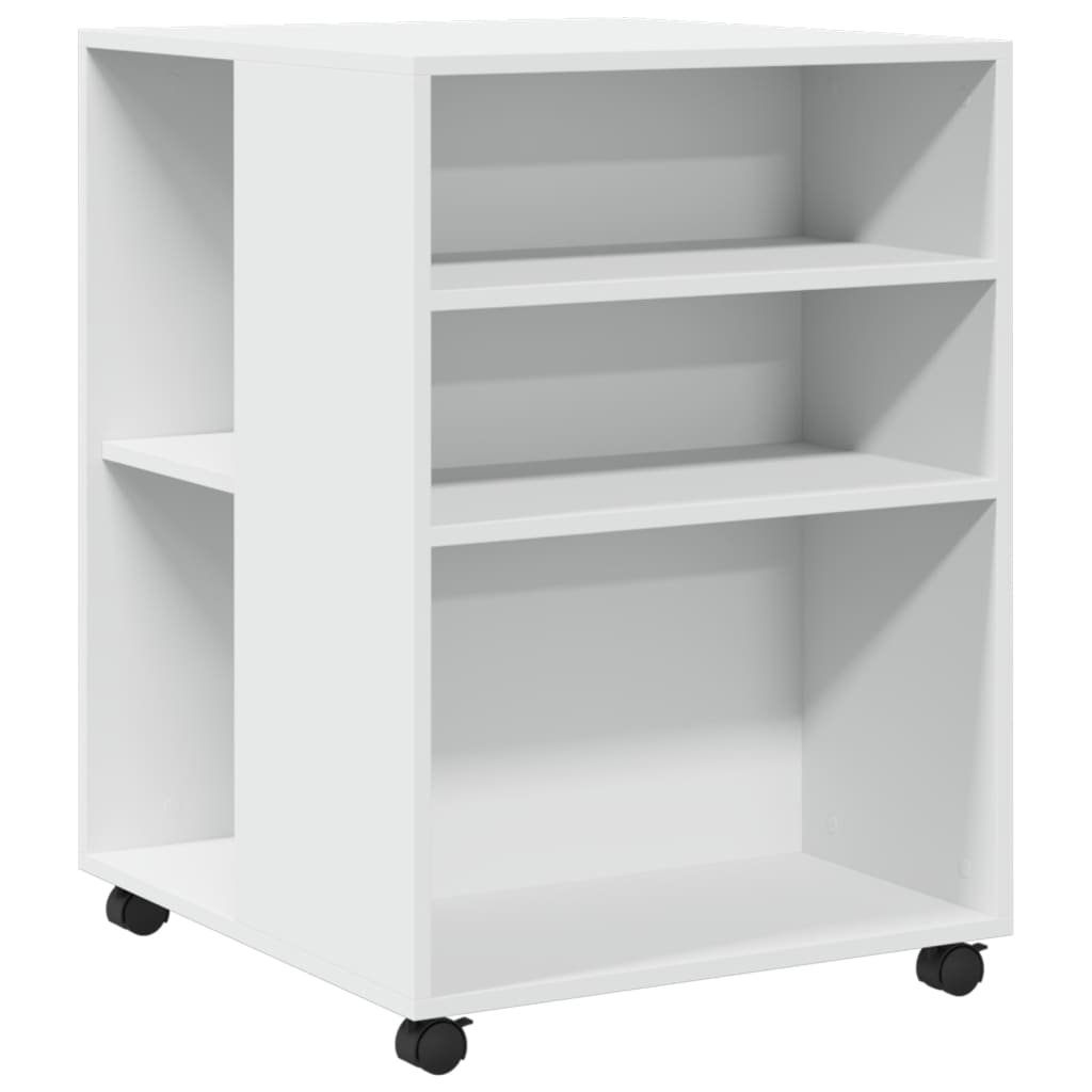 Side Table with Wheels 55x60x78 cm Engineered Wood White