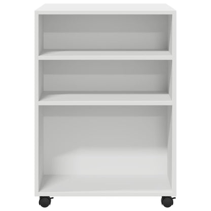 Side Table with Wheels 55x60x78 cm Engineered Wood White