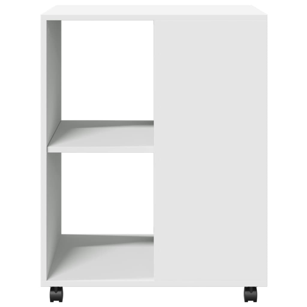 Side Table with Wheels 55x60x78 cm Engineered Wood White