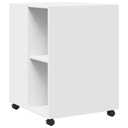 Side Table with Wheels 55x60x78 cm Engineered Wood White