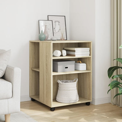 Side Table with Wheels 55x60x78 cm Engineered Wood Sonoma Oak