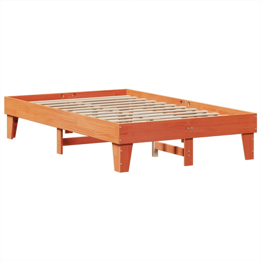 Bed Frame without Mattress Solid Wood Pine Length 200 cm Wax Brown 120 cm