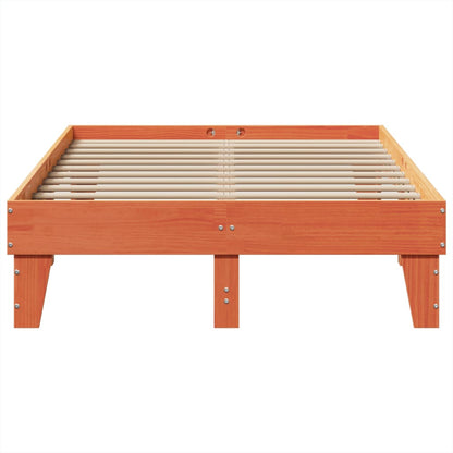 Bed Frame without Mattress Solid Wood Pine Length 200 cm Wax Brown 120 cm
