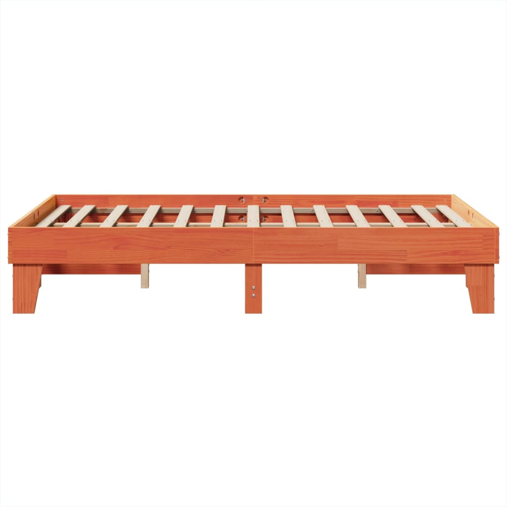 Bed Frame without Mattress Solid Wood Pine Length 200 cm Wax Brown 120 cm