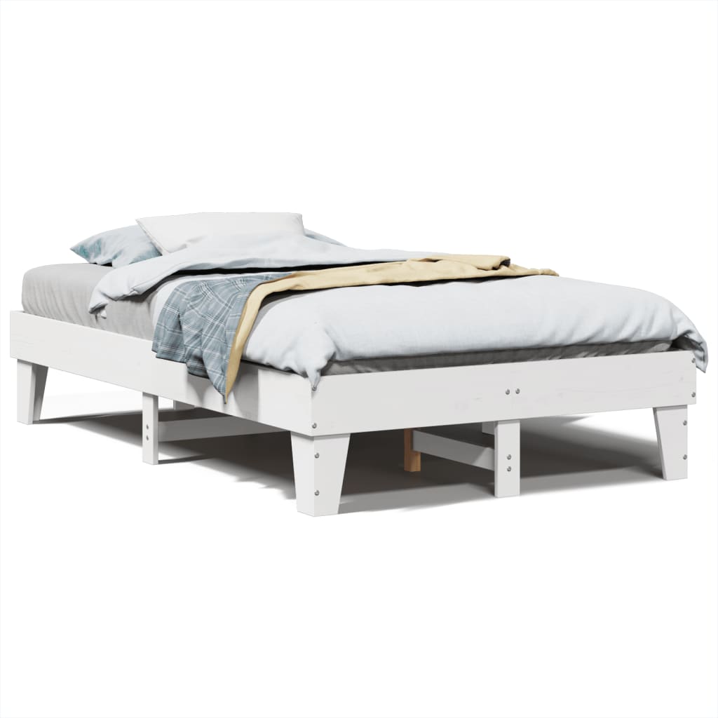 Bed Frame without Mattress Solid Wood Pine Length 190 cm White 135 cm