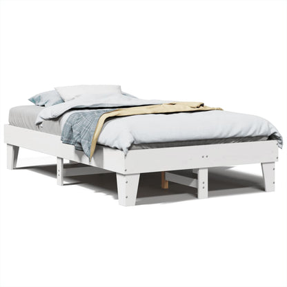 Bed Frame without Mattress Solid Wood Pine Length 190 cm White 135 cm