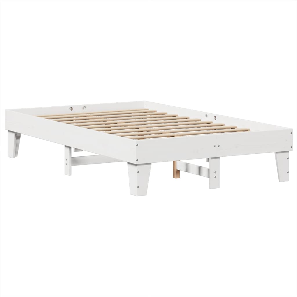 Bed Frame without Mattress Solid Wood Pine Length 190 cm White 135 cm