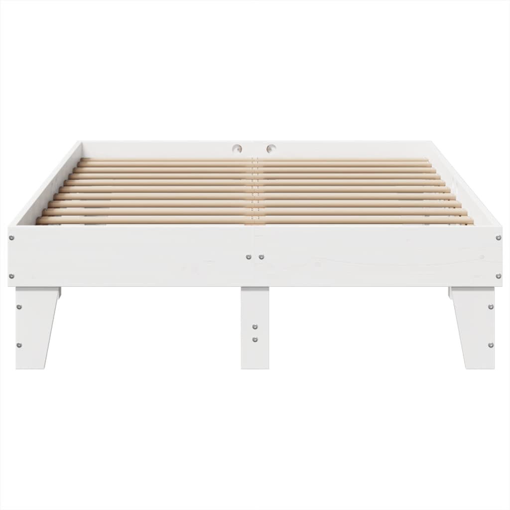 Bed Frame without Mattress Solid Wood Pine Length 190 cm White 135 cm