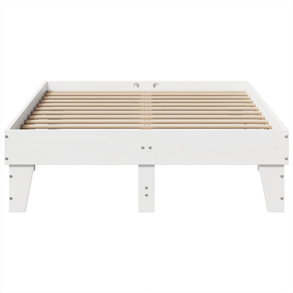 Bed Frame without Mattress Solid Wood Pine Length 190 cm White 135 cm