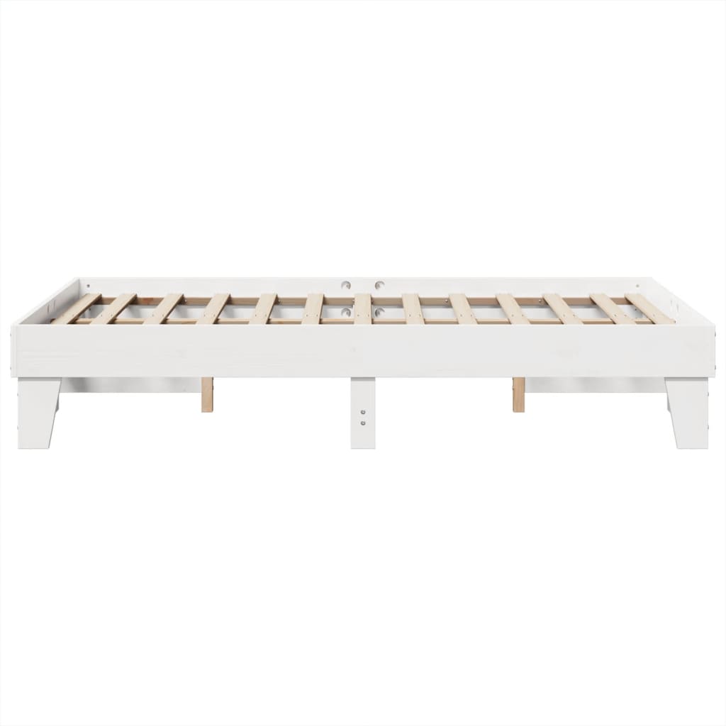 Bed Frame without Mattress Solid Wood Pine Length 190 cm White 135 cm