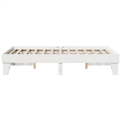 Bed Frame without Mattress Solid Wood Pine Length 190 cm White 135 cm