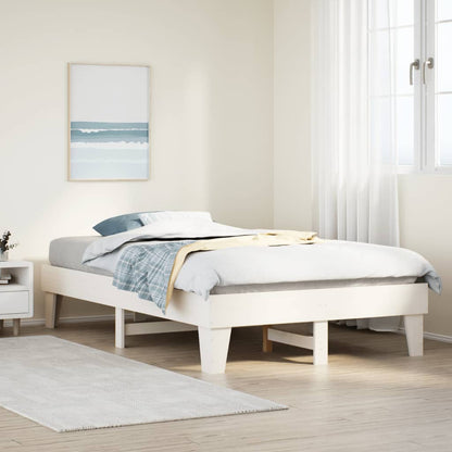 Bed Frame without Mattress Solid Wood Pine Length 190 cm White 135 cm
