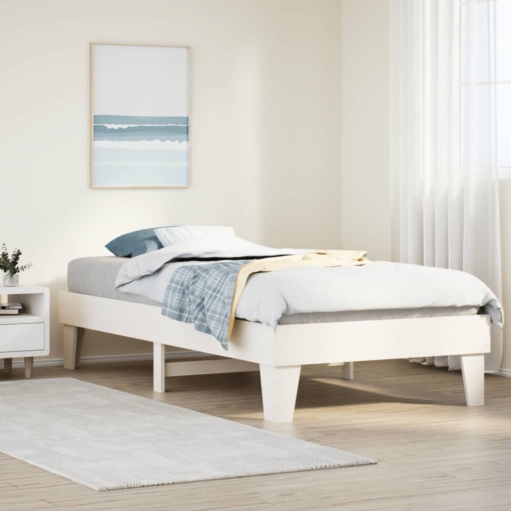 Bed Frame without Mattress Solid Wood Pine Length 190 cm White 90 cm