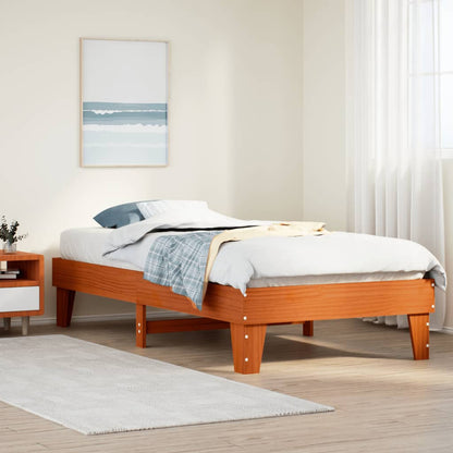 Bed Frame without Mattress Solid Wood Pine Length 190 cm Wax brown 75 cm