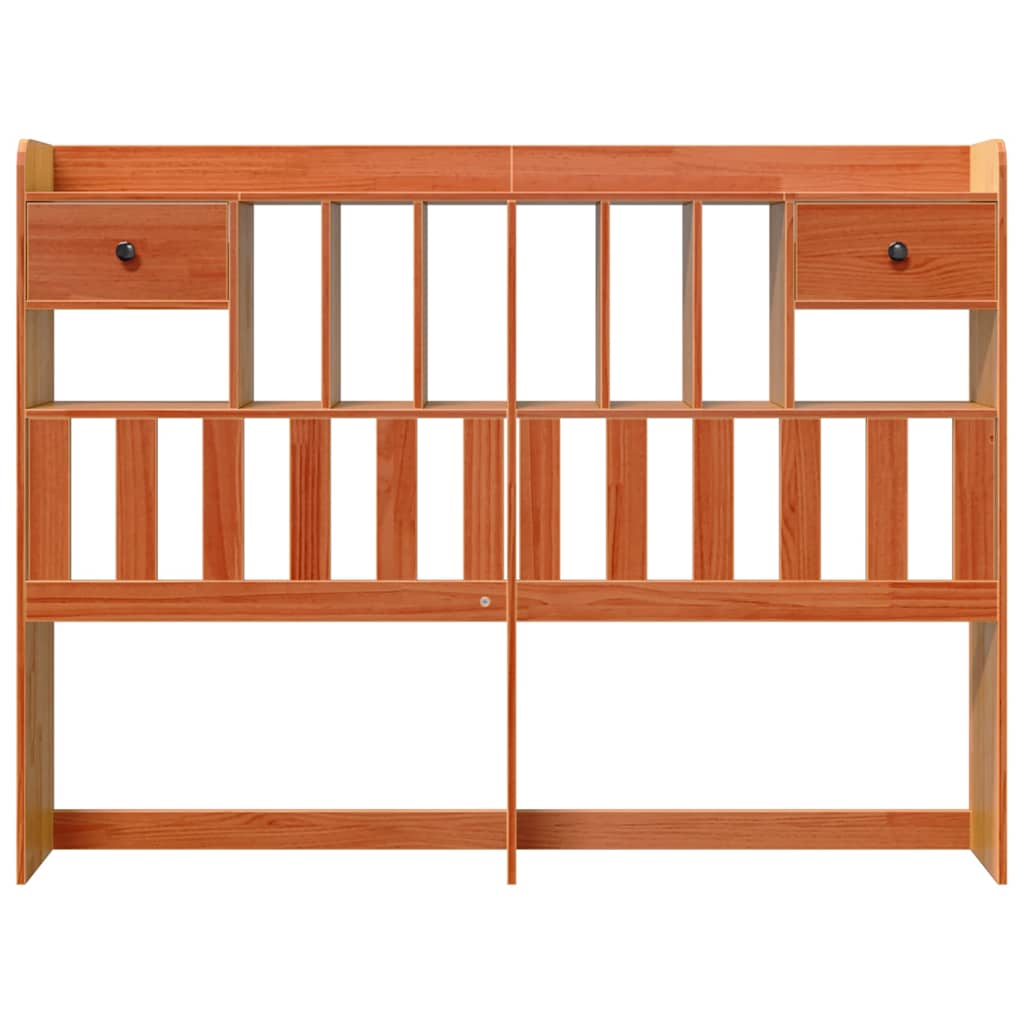 Headboard with Storage Solid Wood Pine Wax Brown 160 cm