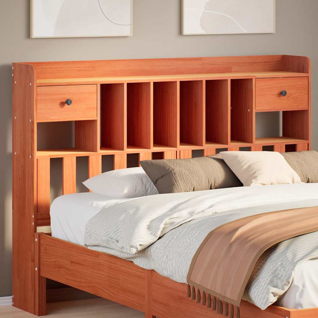 Headboard with Storage Solid Wood Pine Wax Brown 160 cm