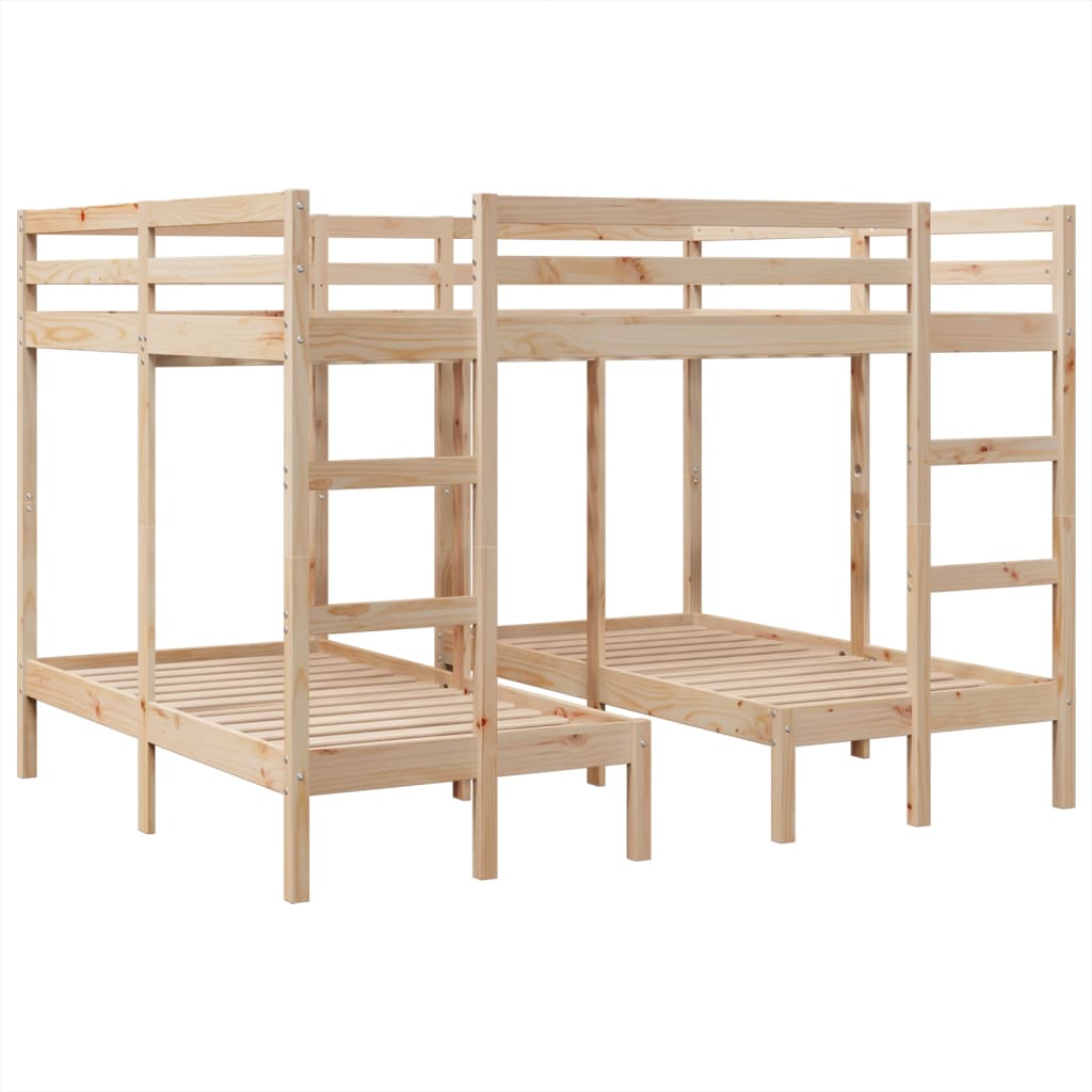 vidaXL Triple Bunk Bed Frame 160x200/80x160 cm Solid Wood Pine 2