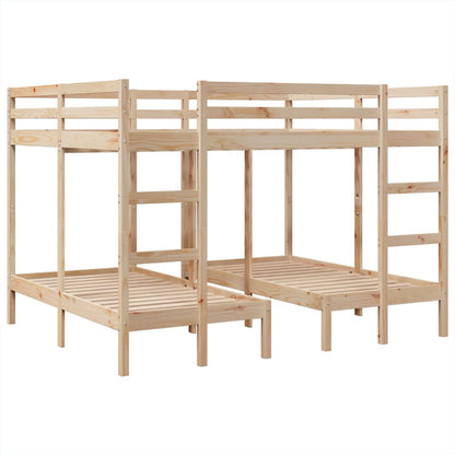 vidaXL Triple Bunk Bed Frame 160x200/80x160 cm Solid Wood Pine 2
