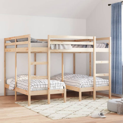 vidaXL Triple Bunk Bed Frame 160x200/80x160 cm Solid Wood Pine 3