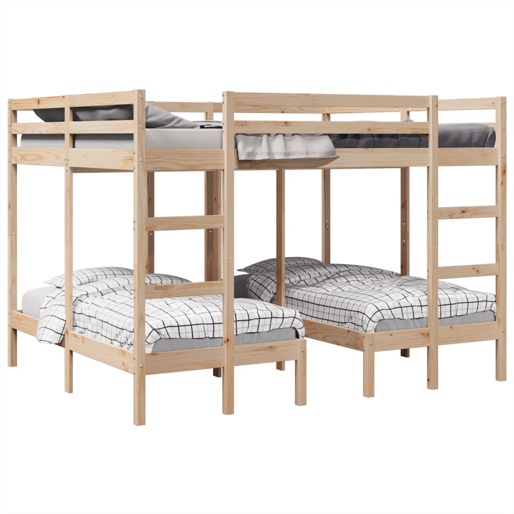 vidaXL Triple Bunk Bed Frame 160x200/80x160 cm Solid Wood Pine 4