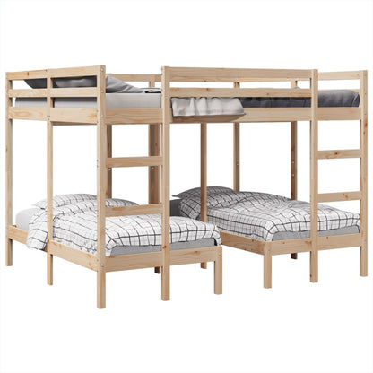 vidaXL Triple Bunk Bed Frame 160x200/80x160 cm Solid Wood Pine 4