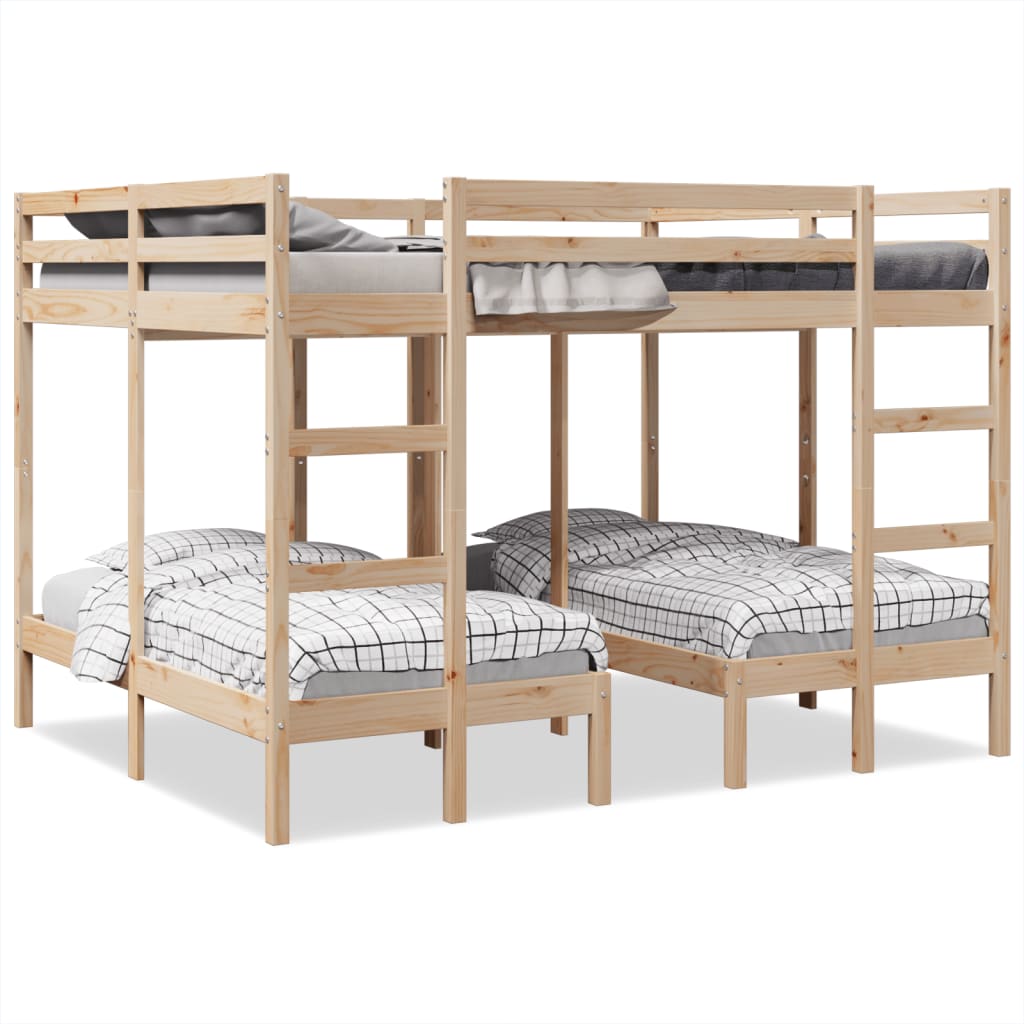 vidaXL Triple Bunk Bed Frame 160x200/80x160 cm Solid Wood Pine 1