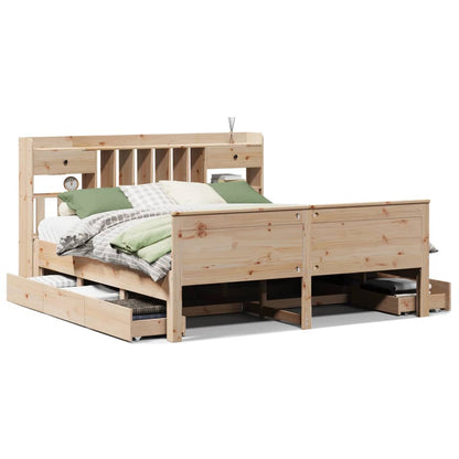 vidaXL Bookcase Bed without Mattress 180x200 cm Super King Solid Wood Pine 2