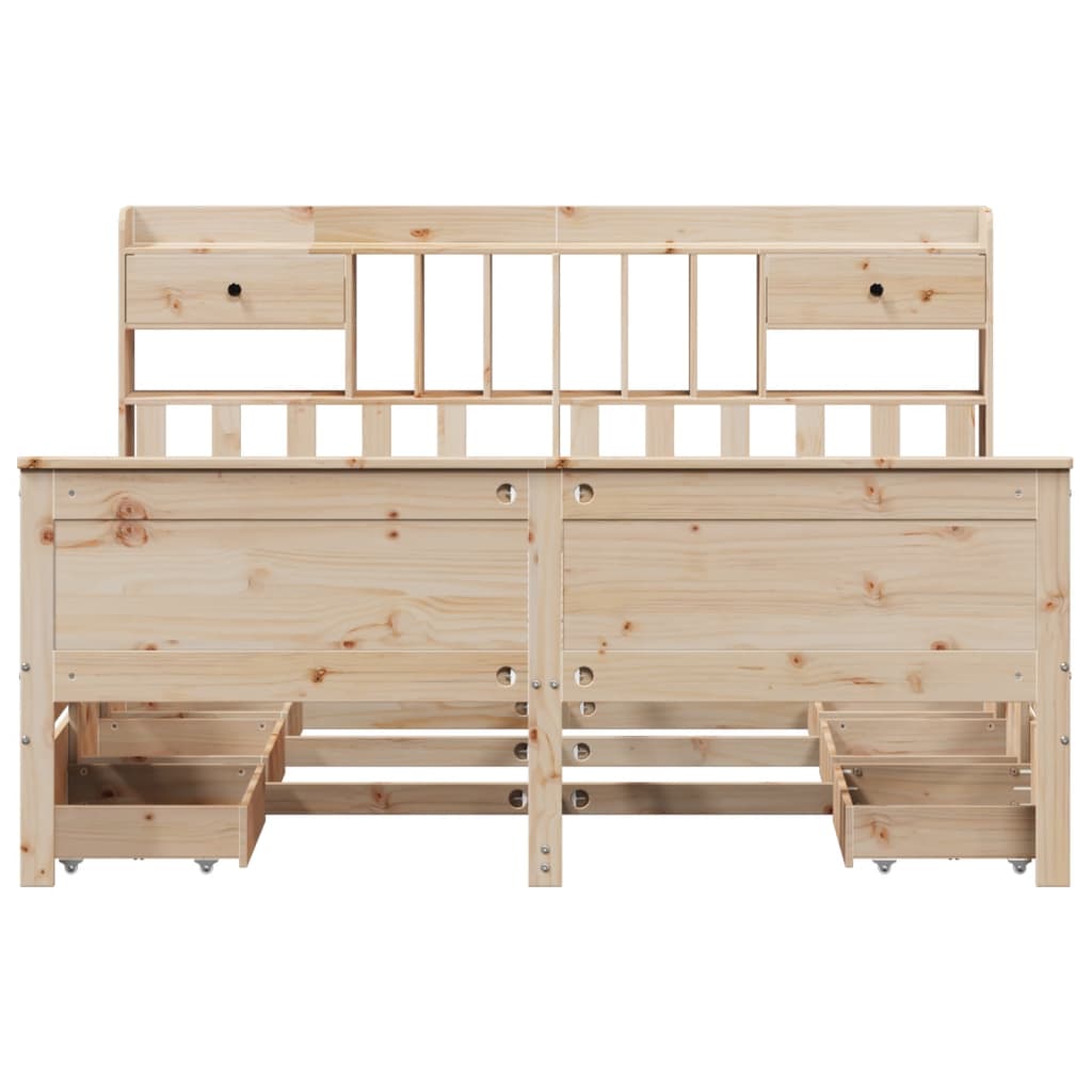 vidaXL Bookcase Bed without Mattress 180x200 cm Super King Solid Wood Pine 4