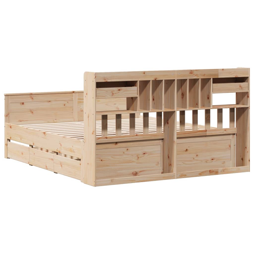 vidaXL Bookcase Bed without Mattress 180x200 cm Super King Solid Wood Pine 6