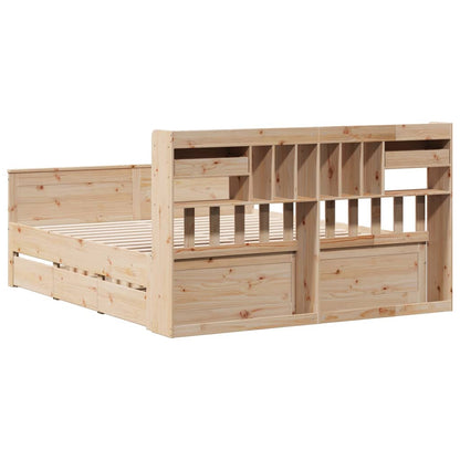 vidaXL Bookcase Bed without Mattress 180x200 cm Super King Solid Wood Pine 6