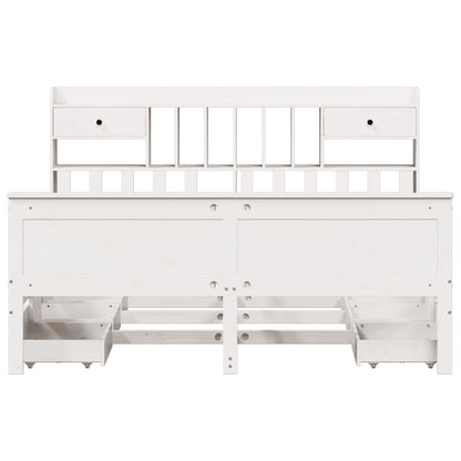 vidaXL Bookcase Bed without Mattress White 180x200 cm Super King Solid Wood Pine 4
