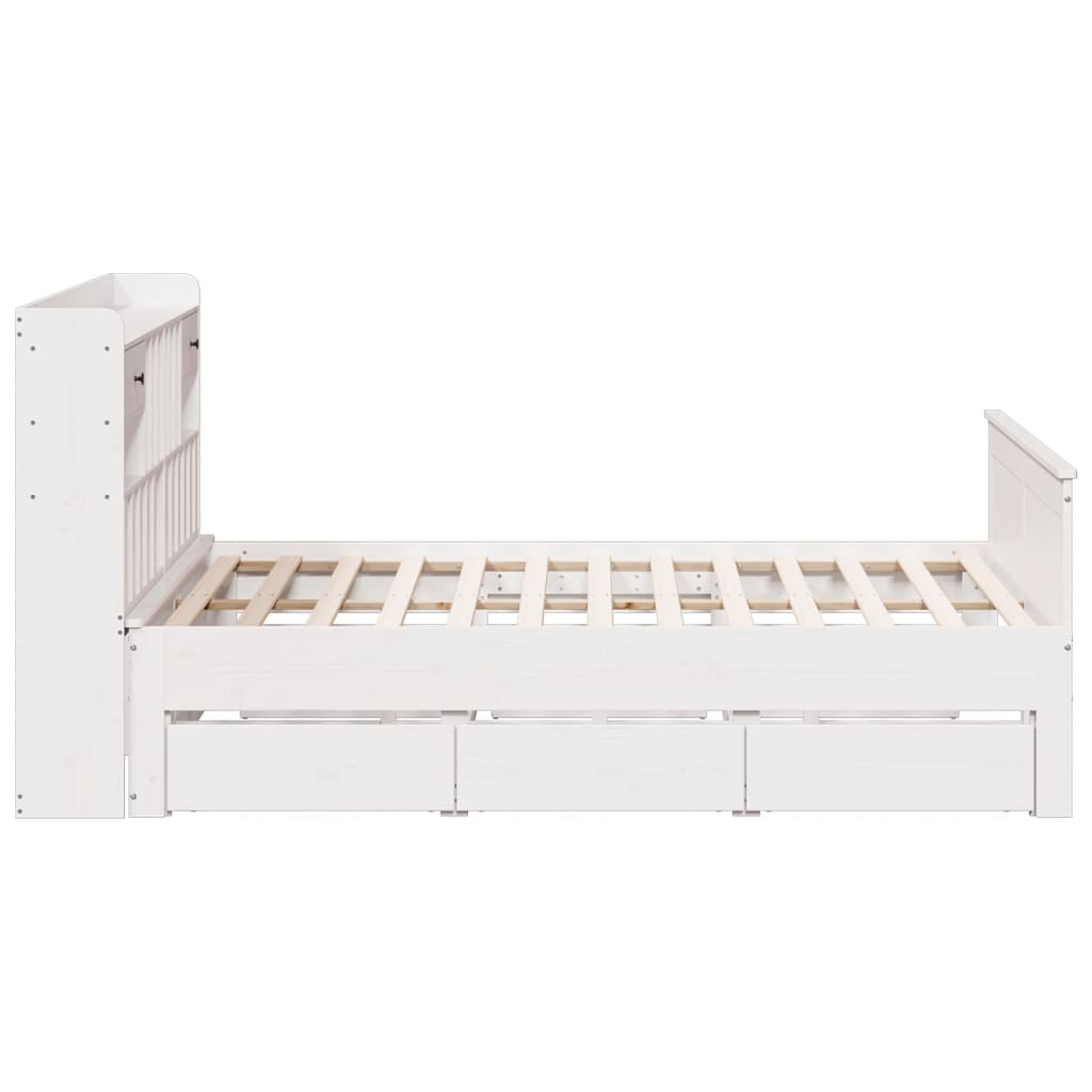 vidaXL Bookcase Bed without Mattress White 180x200 cm Super King Solid Wood Pine 5