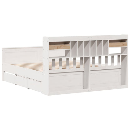 vidaXL Bookcase Bed without Mattress White 180x200 cm Super King Solid Wood Pine 6