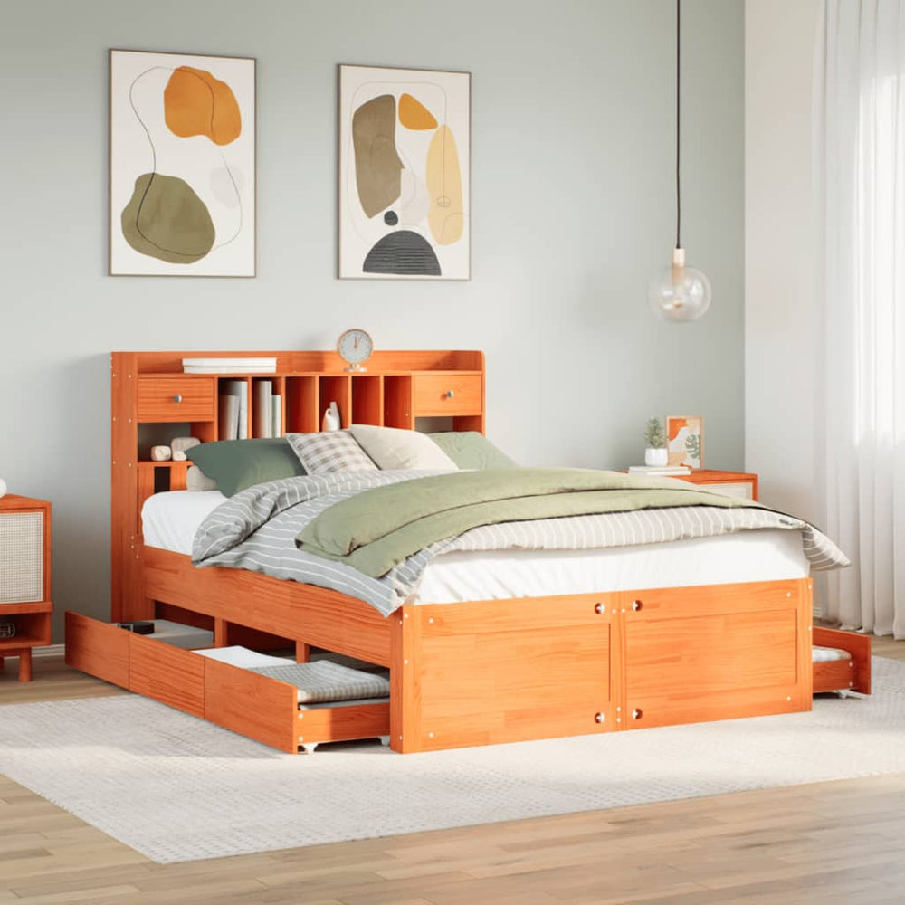 vidaXL Bookcase Bed without Mattress Solid Wood Pine