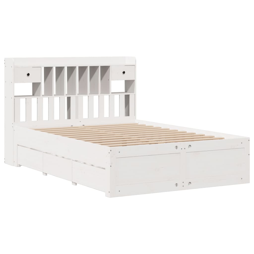 vidaXL Bookcase Bed without Mattress White 140x200 cm Solid Wood Pine 3
