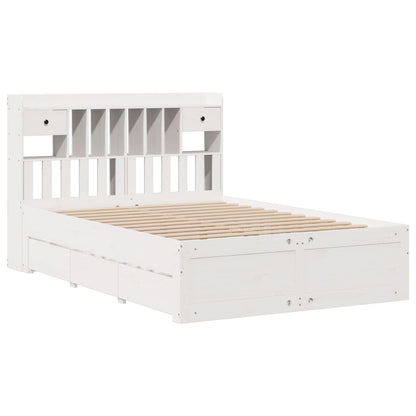 Bookcase Bed without Mattress Solid Wood Pine White 140 cm