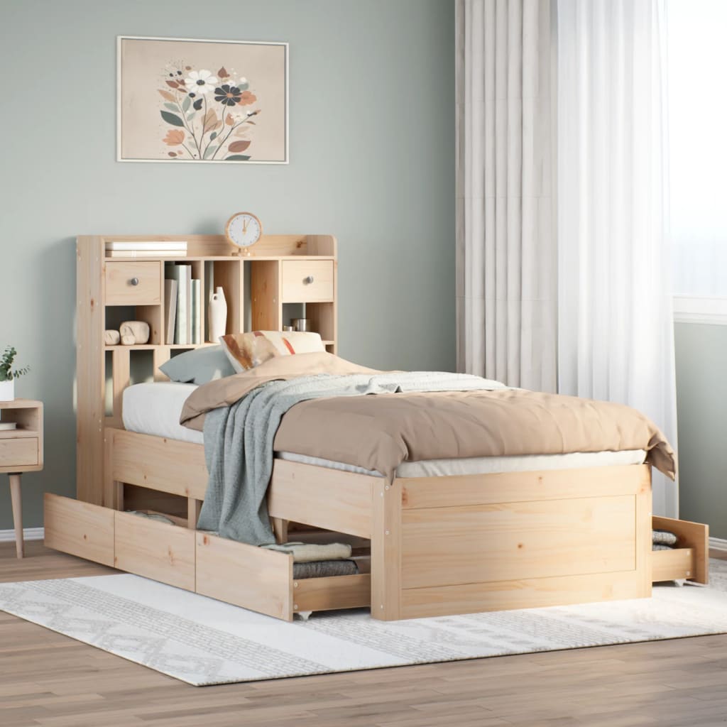vidaXL Bookcase Bed without Mattress Solid Wood Pine